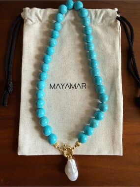 Mayamar Turquoise Pearl Drop Necklace